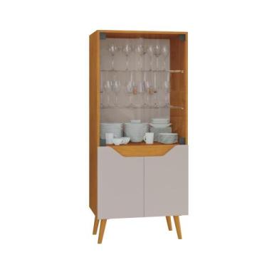 Imagem de Cristaleira 4 Portas Plena Candian JCM Movelaria, Cinamomo/Off White