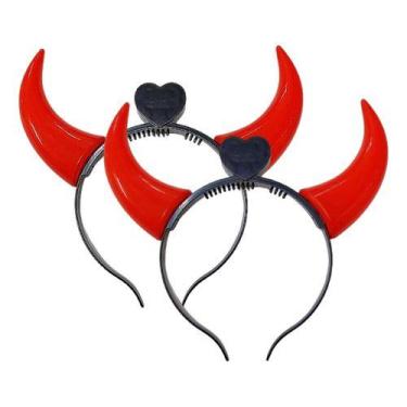 Imagem de 2 Chifre Diabinha Fantasia Festa Halloween Tiara Carnaval - Romã Ataca