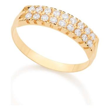 Imagem de Anel Meia Aliança Composto Por 18 Zircônia 512367 - ROMMANEL, Branco, 