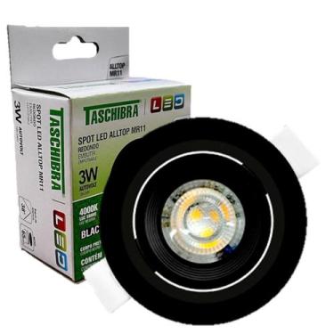 Imagem de Kit 10 Spot Led Redondo Preto Embutir 3w Branco Neutro 4000K - TASCHIB