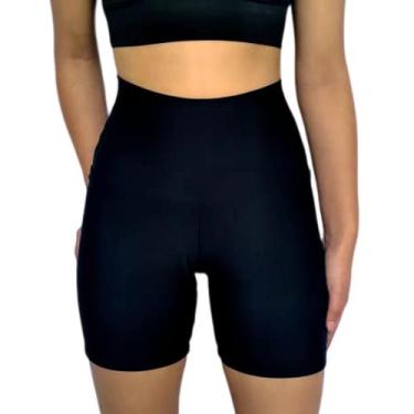 Imagem de Short Feminino Meia Coxa Justo Cós Cintura Alta Liso Suplex Pp ao Plus