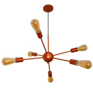 Imagem de Luminária Pendente Sputnik 6 Hastes Moderno Elegante Bivolt 110v / 220v - Ideal Para Quarto, Sala, Escritório, entre outros (Cobre)