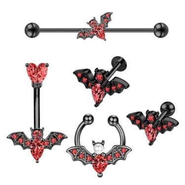 Imagem de Glupez 1/2/3/5/10 peças 1,6 mm halteres industriais Halloween aço cirúrgico CZ Ear Studs kit de piercings de orelha lábio unha cartilagem hélice lóbulo lábio nariz anéis tragus body piercing joia para