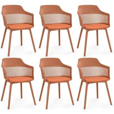 Imagem de Kit 6 Cadeiras de Jantar Estofada Marcela - Marrom - Magazine Decor