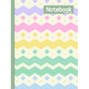 Imagem de Hardcover Notebook: Diamond Square Zig Zag Pattern Colorful Hardcover - Composition Notebook - Large 8.5 x 11 - College Ruled 100 Pages - 50 Sheets