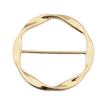 Imagem de Cachecol de seda circular torcido redondo broche para mulheres meninas xaile minimalista cachecóis fivela clipe de envoltório acessórios moda vestido decoração joias presente, Metal, Sem pedras