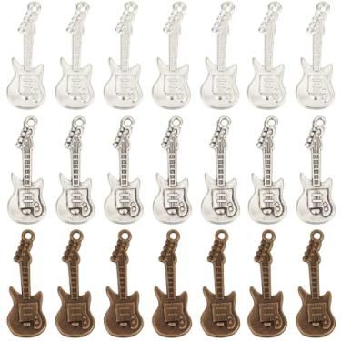 Imagem de SUNNYCLUE 1 caixa, 60 peças, pingentes de violão, amuletos de música, liga metálica, vintage, vintage, prata, pingente de instrumento musical para fazer joias, berloques, formatura, brincos faça você