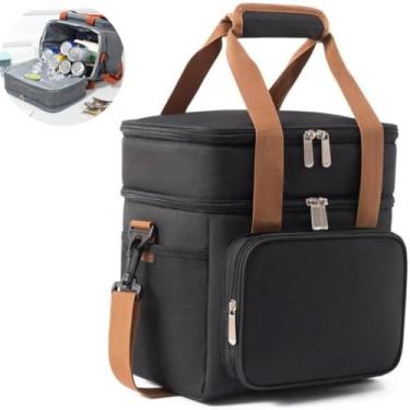 Imagem de Bolsa Termica Grande Marmita 5 Compartimentos Alça Academia Trabalho Escola Faculdade Passeio 2 Andares Masculina Feminina Unisex Frasqueira Portatil Sacola (Preto)