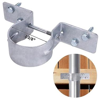 Imagem de WARMWU Suporte de Cerca de Aço para Madeira(12 Peças) 2-3/8 Suportes de Poste de Cerca, Suportes de Poste de Cerca para Postes de Metal para Madeira, Grampo de Fixação de Tubo GalvPacote Com 12,Lasca