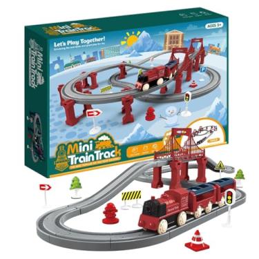 Imagem de Conjunto de trem de brinquedo, Conjunto de trem infantil - Brinquedo de trem infantil de desenho animado 44X com faixas - Pista de construção interativa movida a bateria, jogo de trem, brinquedos ferr