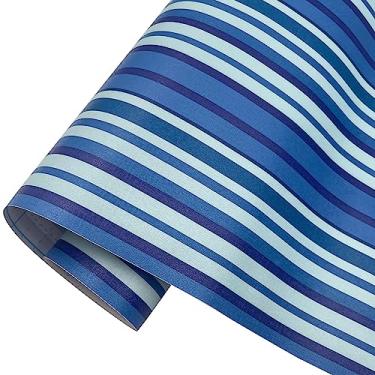 Imagem de Adesivo de gaveta removível Yifely Mediterranean Blue Stripes Prateleira de papel autoadesivo para contato 45 cm por 2,4 m