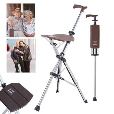 Imagem de CHONGHAN 2 Em 1 Bengala DobráVel Com Assento Para Idosos，Cadeira De Muleta,Suporte 120 Kg Walking Base,Tamborete Unissex Para Idosos
