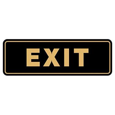 Imagem de All Quality Placa de saída padrão para parede ou porta | Plástico durável e fácil instalação | Fita adesiva de espuma dupla face - preta/dourada - pequena (pacote com 2)