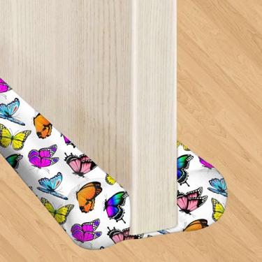 Imagem de Joismea 36" Ajustável Porta Corrente de Ar Stopper, Janela Brisa Bloqueador Lavável À Máquina, Vedação Contra Intempéries, Redutor de Ruído - Borboleta