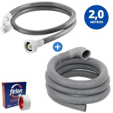 Imagem de Mangueira Entrada + Saida Água Máquina Lavar Universal 2M - Ledmang