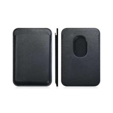 Imagem de AQUP Suporte de cartão MagSafe de couro para iPhone 15 e iPhone 14/13/12 Pro Series com MagSafe - Carteira elegante com proteção RFID., Preto, Carteira magnética de couro sólido