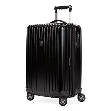 Imagem de SwissGear 7910 Mala de roda giratória expansível com fecho TSA e USB, preta, Preto, Carry-On 20-Inch, 7910 Mala de roda giratória expansível rígida com trava Tsa e USB