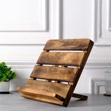 Imagem de Suporte de madeira para laptop e suporte de livros – Suporte dobrável para laptop com altura ajustável para mesa – Acessório para notebook e tablet para colegas de trabalho e Oiifce