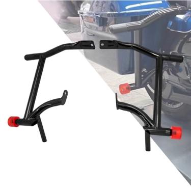 Imagem de HDBUBALUS Protetores de bolsa de selim de motocicleta + roda decorativa serve para Harley Touring Street Glide Road King Electra Glide 2009-up (Cor: roda decorativa vermelha)