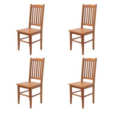 Imagem de Kit 4 Cadeiras Gourmet Rústica para Restaurantes em Madeira Maciça Bh 