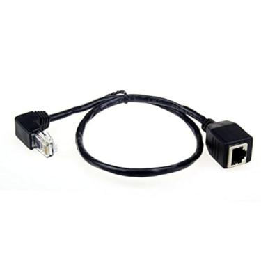 Imagem de cablecc Cabo de extensão de rede Ethernet LAN macho para fêmea 50 cm de ângulo descendente 8P8C FTP STP UTP Cat 5e