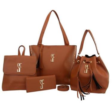 Imagem de Bolsas Femininas Selfie Store kit com 4 Lindas Bolsas, Marrom