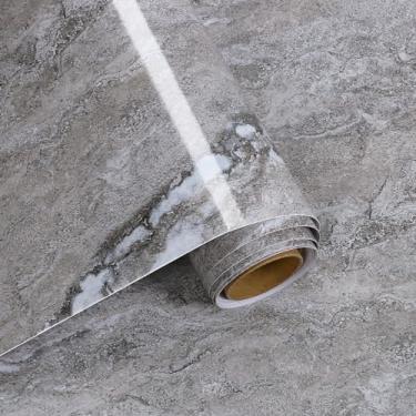 Imagem de VaryFloral Papel de contato de mármore granito cinza para bancadas armários papel de parede de mármore cinza brilhante para cozinha papel de contato de mármore autoadesivo à prova d'água para banheiro