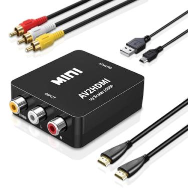 Imagem de Conversor RCA para HDMI, conversor AV para HDMI, mini RCA 1080p composto CVBS caixa adaptadora de áudio e vídeo suporta PAL/NTSC para Wii PS3 Xbox VHS N64 VCR PC Blue-Ray DVD Players (com cabo USB