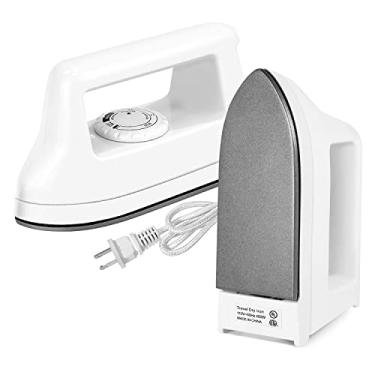 Imagem de Hommtina Mini Ferro Para Roupas, Ferro De Viagem, Pequena Máquina De Prensa Térmica Elétrica Para Artesanato Em Camisetas, Ferro Portátil Para Faculdade Em Casa (Branco)