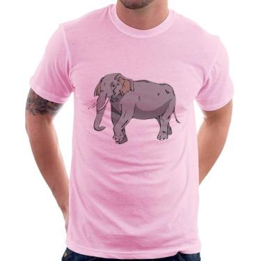 Imagem de Camiseta Elefante Ilustração - Foca na Moda, Rosa bebê, GG