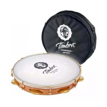 Imagem de Pandeiro Timbra 12 Profissional Formica Freijo C/Aro Dourado