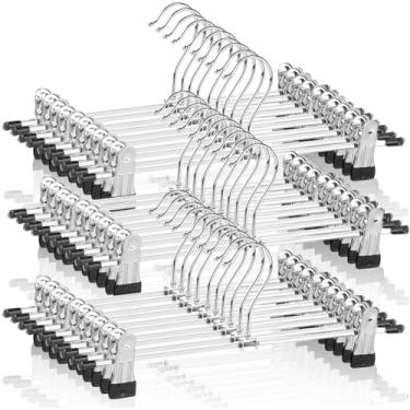 Imagem de FBXGT Kit 30 Cabide com Presilha, Cabides com 360° Clipe Ajustáveis Cabide de Metal Resistentes Cabides para Roupas com Ganchos Giratórios Arara de Roupas para Saia e Calça