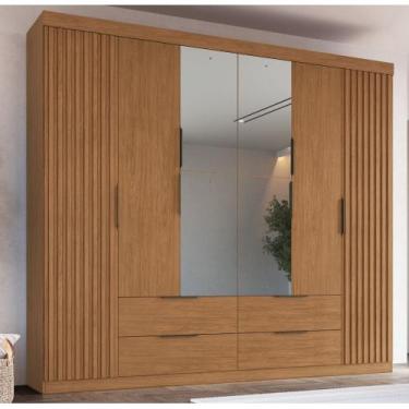 Imagem de Guarda Roupa Casal Ripado com Espelho 6 Portas 4 Gavetas Vegas Faimec,