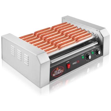 Imagem de Máquina para Cachorro Quente em Aço Inoxidável com 9 Rolos até 24 Salsichas, 110V 1200W, OLDE MIDWAY, Prata