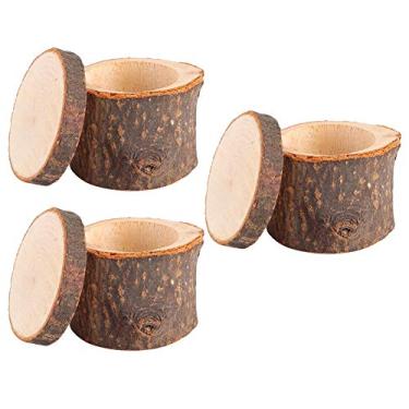 Imagem de 3pcs/conjunto Caixa de Anel de Madeira Rústica, Recipiente de Detentor do Anel de Casamento DIY para Engajamento, Aniversário e Dia Dos Namorados