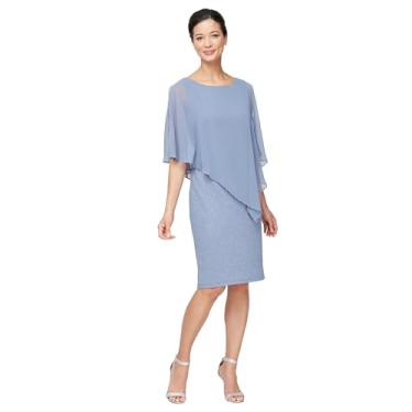 Imagem de S.L. Fashions Vestido feminino plus size curto com sobreposição enfeitada, Periwinkle, 52