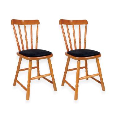 Imagem de Conjunto com 2 Cadeiras Dalas Veludo Preto e Mel