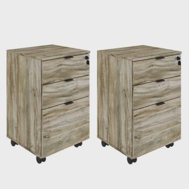 Imagem de Kit 2 Gaveteiros Volante 2 Gavetas e 1 Gaveta para Pastas Kugv43 Kuadra Espresso Móveis