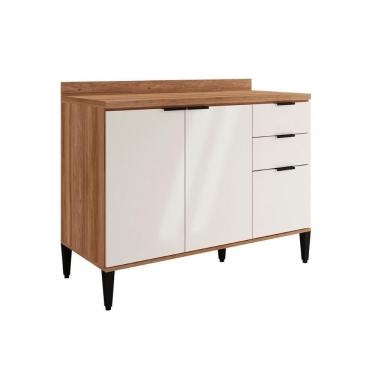 Imagem de Gabinete De Cozinha Modulado Balcão Alpha 2506 3 Portas E 2 Gavetas Com Tampo 120cm Freijó