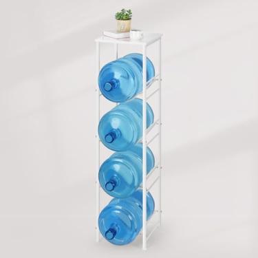 Imagem de Vrisa Suporte para jarro de água de 5 galões com prateleira de armazenamento, organizador de garrafa de água de 4 níveis, suporte de jarro de água de 3/5 galão, rack de dispensador de água resistente