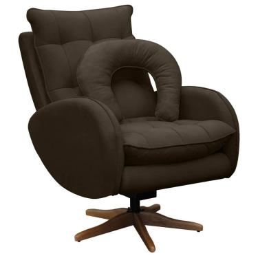 Imagem de Poltrona de Amamentação Base Giratória e Balanço em Madeira Angra Veludo - SOFA STORE