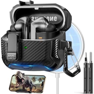 Imagem de Polislime Capa compatível com Samsung Galaxy Buds3 FE (2025)/Buds3 Pro (2024)/Buds 3 (2024) com suporte de telefone, compatível com MagSafe, com design de clipe de bloqueio seguro e kit de limpeza