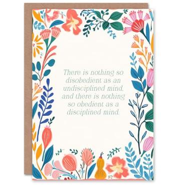 Imagem de Artery8 Cartão de aniversário espiritual Disciplined Mind Buddhist Mindfulness Citação Cartão em branco para ele ou ela