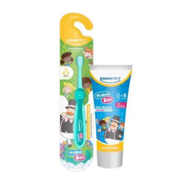 Imagem de Kit Escova Dental + Gel Dental Powerdent First Mundo Bita, Verde