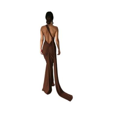 Imagem de Vestido Maxi Feminino Ajustável Um Ombro - Y2K Streetwear Elegante par