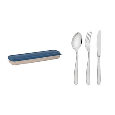 Imagem de Conjunto Talher Aco Inox Com Estojo Tampa Azul Tramontina