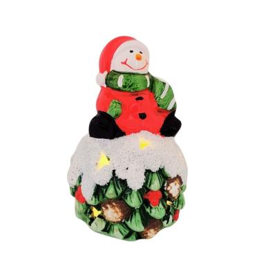 Imagem de Boneco de Neve Decorativo Resina Iluminada LED 14cm - Nataluz