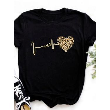 Imagem de Camiseta Feminina Básica Estampa Onça Algodão Moderna Tendência - Nobr