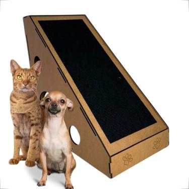 Imagem de Rampa Pet Arranhador de Chão Em Mdf Com Carpete Antiderrapante 45cm