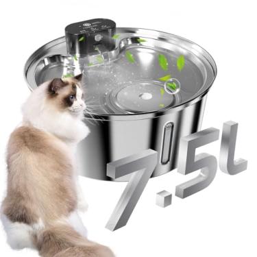 Imagem de 7.5L Bebedouro para Gatos, Bebedouro para Gatos Sem Fio,304 Aços Inoxidáveis Fonte de Agua pra Gato, Bateria de 5000mAh, ultra Silenciosa